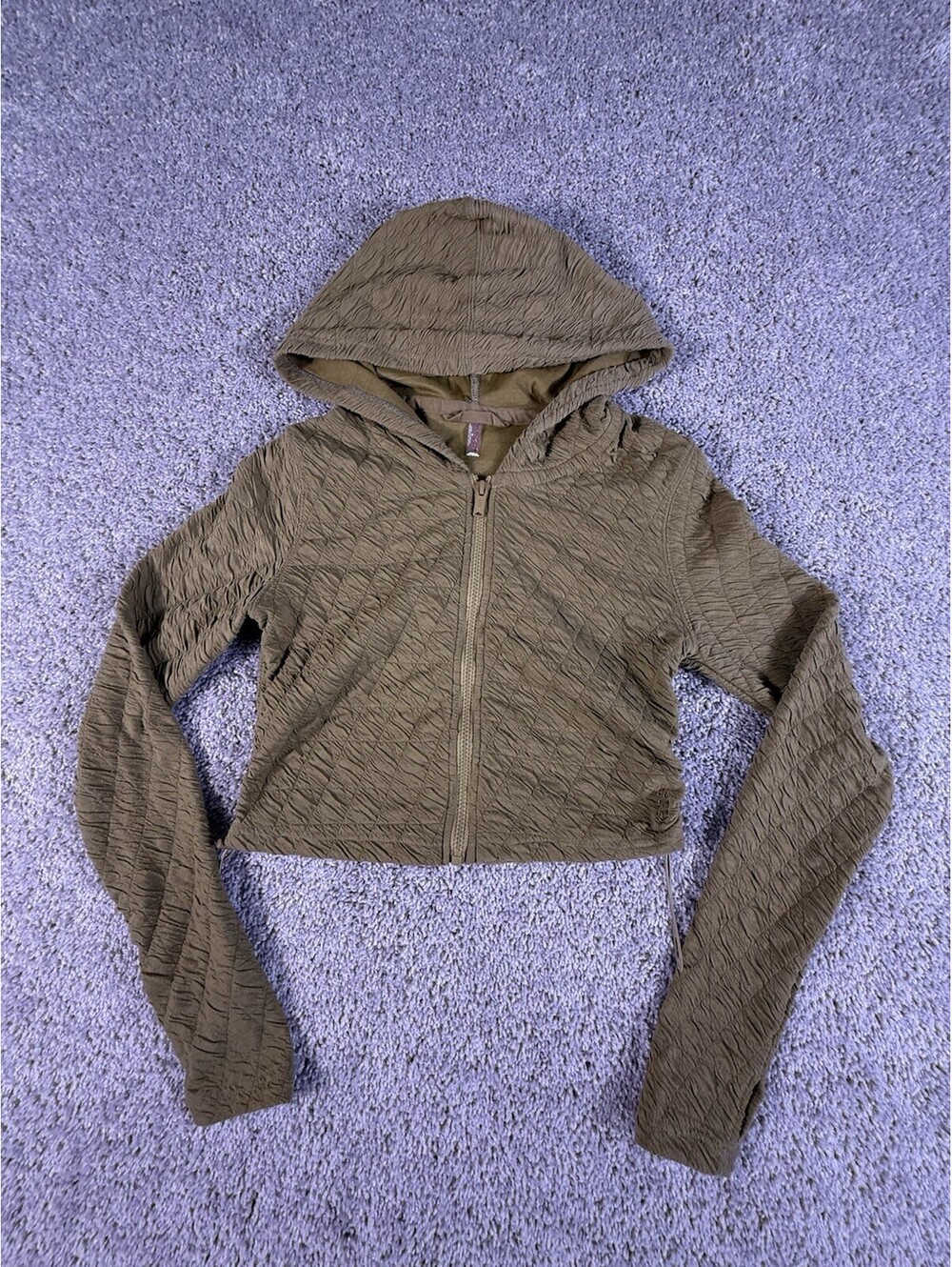 NWOT Free People Free Movement Full Zip Hoodie Cropped XS Green